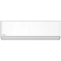 Hvid Panasonic væghængt varmepumpe med slankt design til energieffektiv opvarmning og køling af hjemmet.