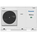 Panasonic udedel til varmepumpe, hvid metalenhed med ventilator, Inverter-teknologi og R32-kølemiddel.