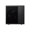 Sort Panasonic varmepumpe udedel i moderne design med horisontale lameller, velegnet til opvarmning af boliger.