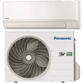 Panasonic varmepumpe luft til luft, hvid inde- og udedel, energieffektiv med R32 kølemiddel.